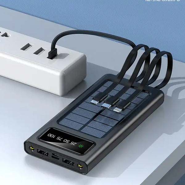Solar Power Bank 20000mAh, Fast Charging Built in Cable ( UAE Delivery Time: 1-3 Days )