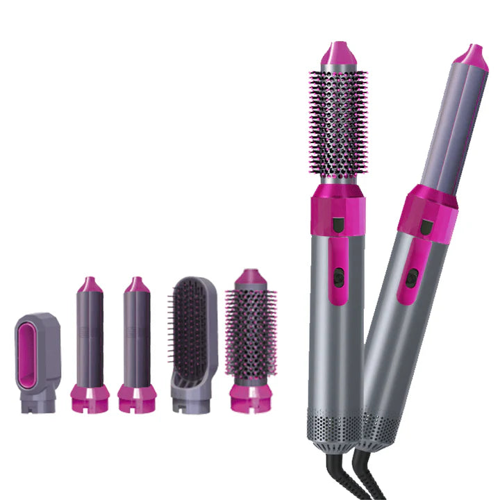 5-in-1 Hot Air Brush Styler – Multi-Attachment Hair Dryer & Curler