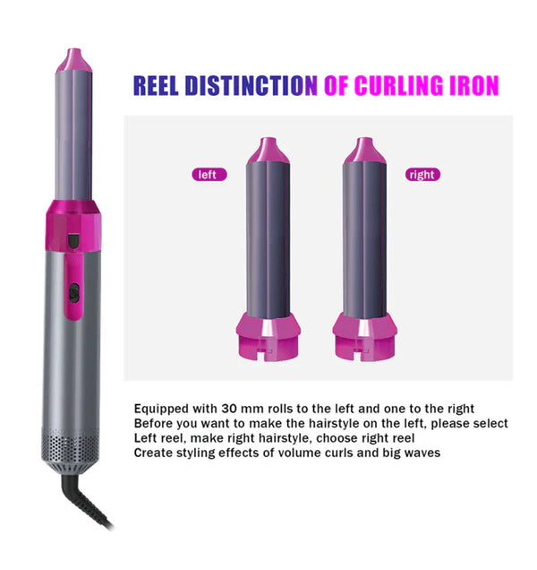 5-in-1 Hot Air Brush Styler – Multi-Attachment Hair Dryer & Curler